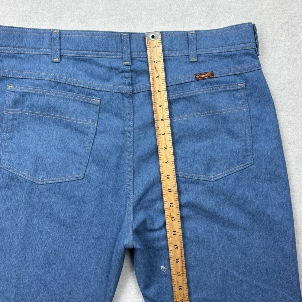 Vintage Wrangler Mens 40x30 Measures 38x28 Blue Wrancher Dress Jeans Made in USA